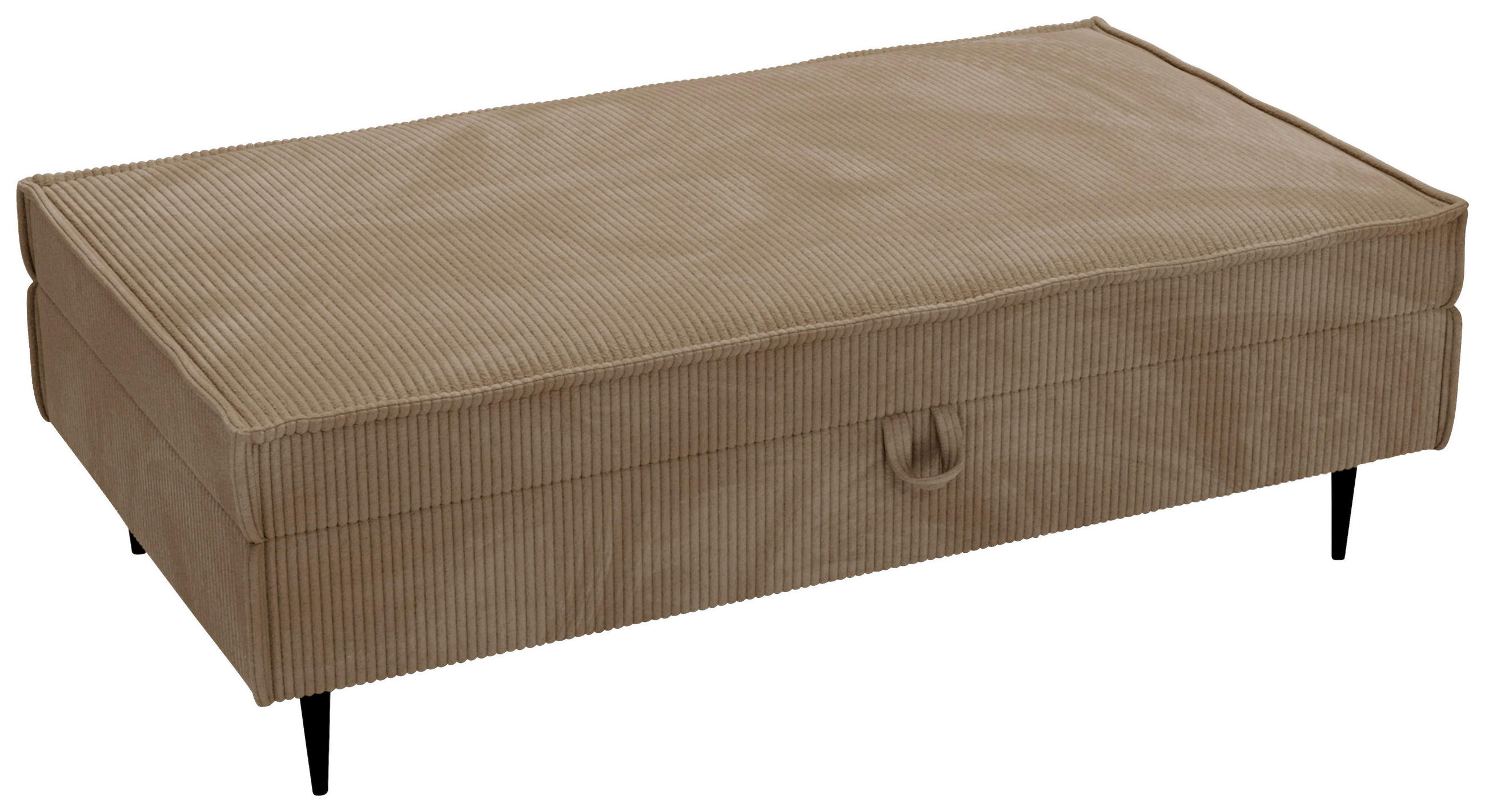 HOCKER Textil Hellbraun  - Hellbraun/Schwarz, Design, Textil/Metall (135/45/75cm) - Livetastic