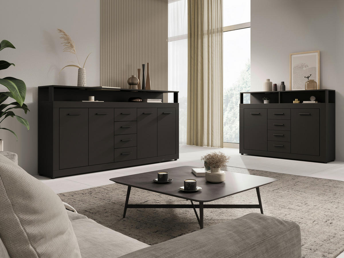 KOMMODE  in 119/96/32 cm  - Anthrazit/Schwarz, Design, Holzwerkstoff/Kunststoff (119/96/32cm) - MID.YOU