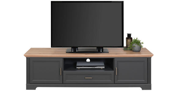 TV-ELEMENT Holzwerkstoff Eiche Artisan  - Graphitfarben/Eiche Artisan, ROMANTIK / LANDHAUS, Holzwerkstoff/Metall (193/54/51cm) - Hom`in