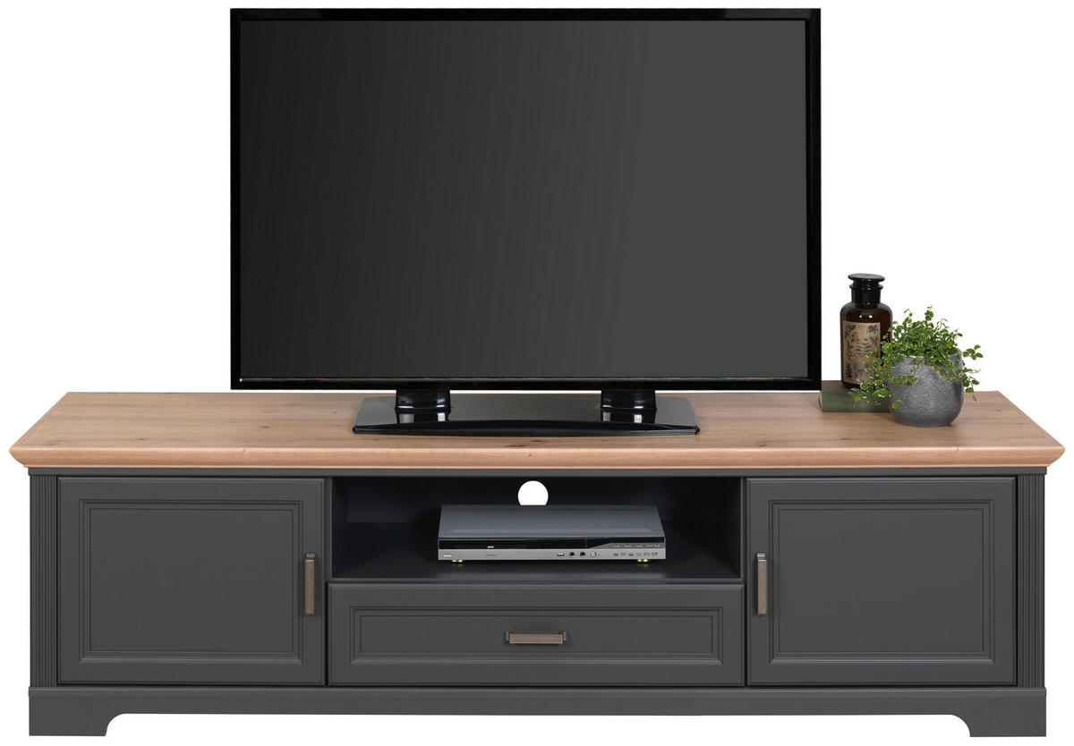 TV-ELEMENT - Graphitfarben/Eiche Artisan, ROMANTIK / LANDHAUS, Holzwerkstoff/Metall (193/54/51cm) - Hom`in