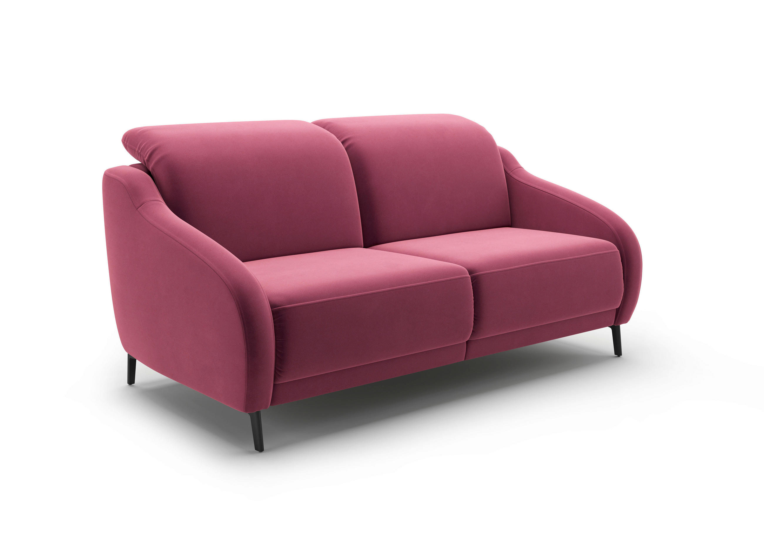 2,5-SITZER in Samt Aubergine  - Aubergine/Schwarz, MODERN, Textil/Metall (172/93/104cm) - Sit & More