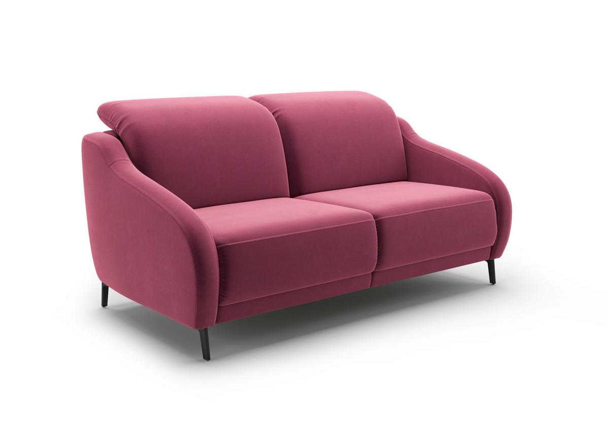 2,5-SITZER in Samt Aubergine  - Aubergine/Schwarz, MODERN, Textil/Metall (172/93/104cm) - Sit & More