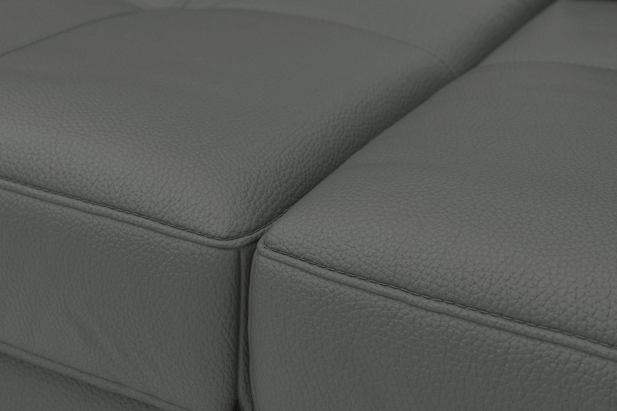ECKSOFA COSTELLO E Anthrazit Kombination Echtleder/Stoff Mikrofaser Nierenkissen, Armteilverstellung, Sitztiefenverstellung, Bettkasten  - Anthrazit/Schwarz, Basics, Leder/Textil (301/176cm) - Sit & More