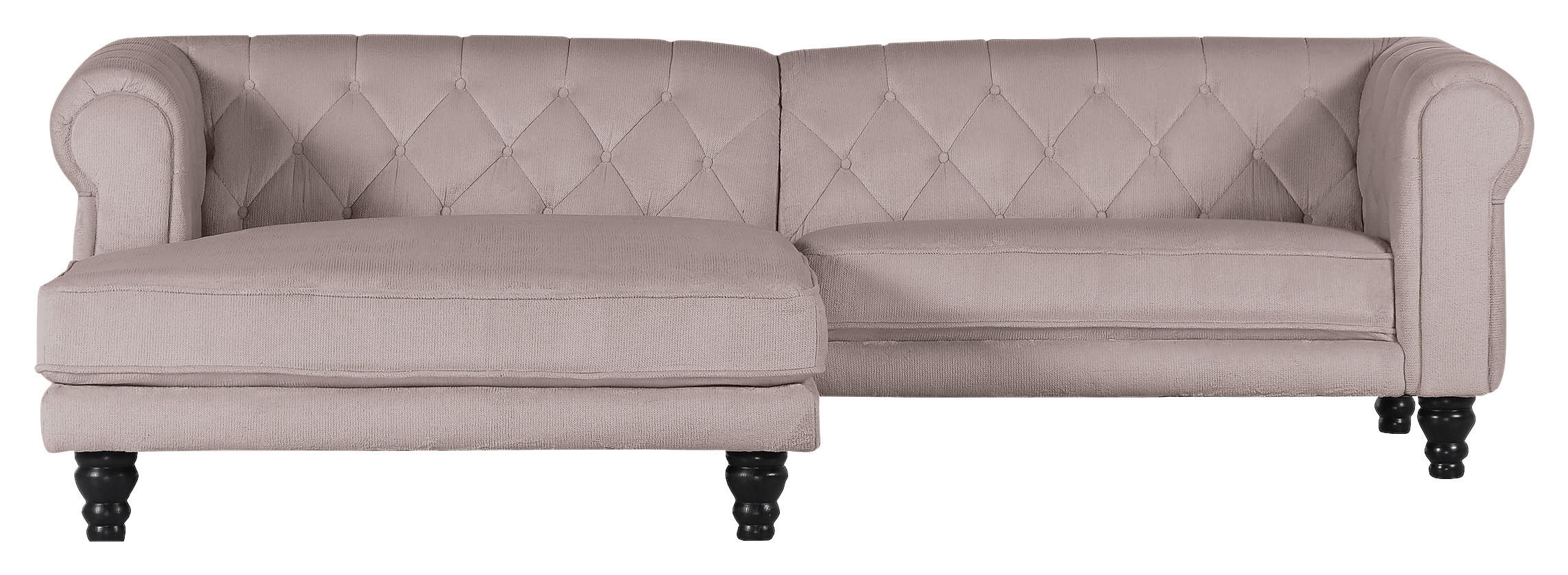 ECKSOFA 160/260 cm  in Plüsch Beige Rücken echt  160/260 cm  - Dunkelbraun/Beige, Design, Holz/Textil (160/260cm) - MID.YOU