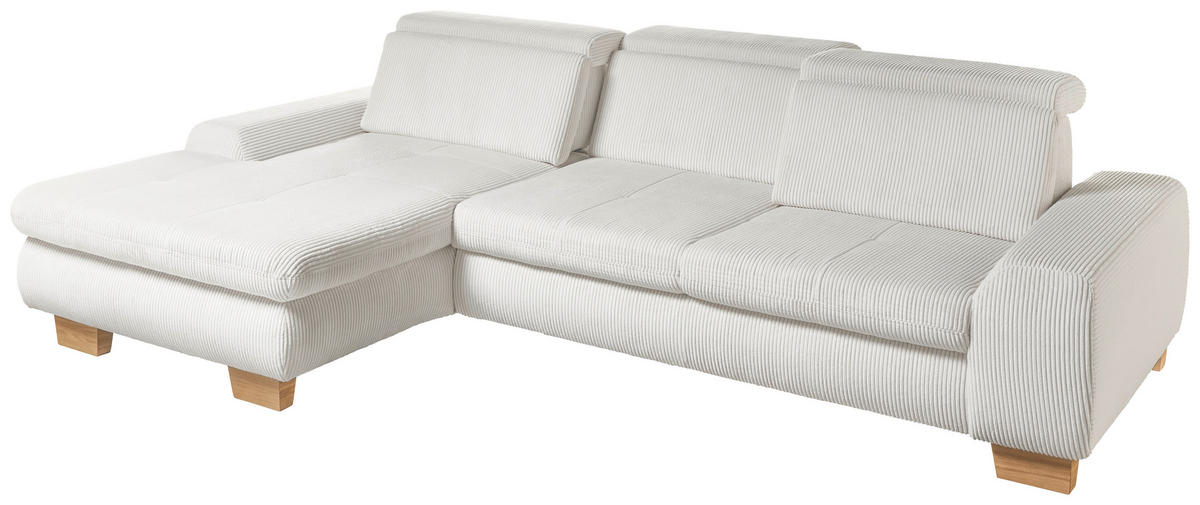 ECKSOFA Silberfarben Cord  - Eiche Bianco/Silberfarben, KONVENTIONELL, Holz/Textil (195/307cm) - SetOne by Musterring