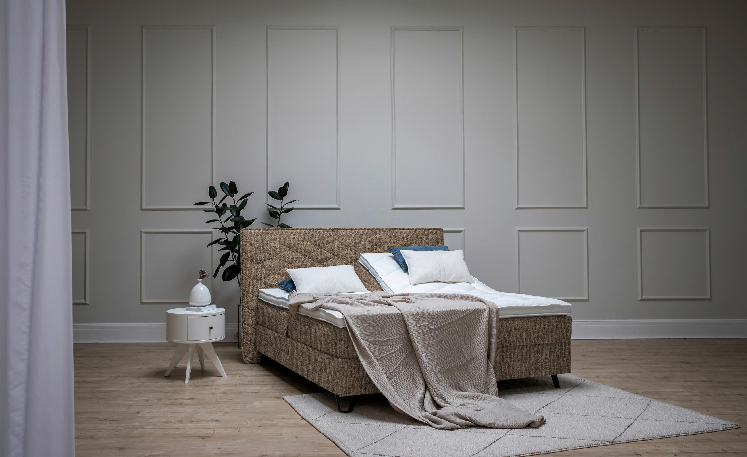 BOXSPRINGBETT 180/200 cm  in Braun  - Schwarz/Braun, KONVENTIONELL, Holz/Textil (180/200cm) - Sjöholm