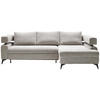 ECKSOFA Hellgrau Chenille  - Hellgrau/Schwarz, KONVENTIONELL, Textil/Metall (265/184cm) - Hom`in