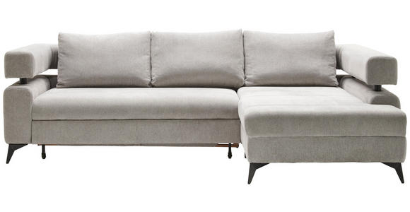 ECKSOFA in Chenille Hellgrau  - Hellgrau/Schwarz, KONVENTIONELL, Textil/Metall (265/184cm) - Hom`in