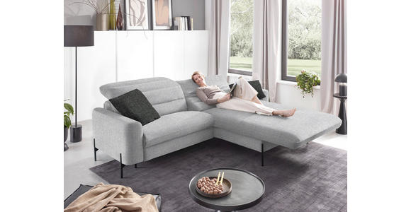 ECKSOFA in Flachgewebe Hellgrau  - Hellgrau/Schwarz, Design, Textil/Metall (252/191cm) - Dieter Knoll