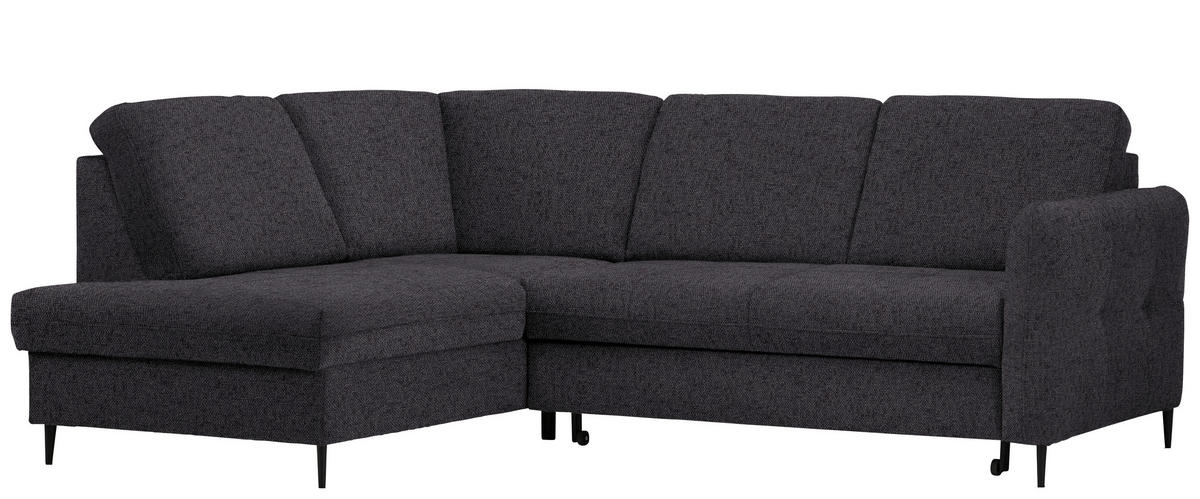 ECKSOFA in Chenille Dunkelbraun  - Dunkelbraun/Schwarz, Modern, Holz/Textil (184/241cm) - Carryhome