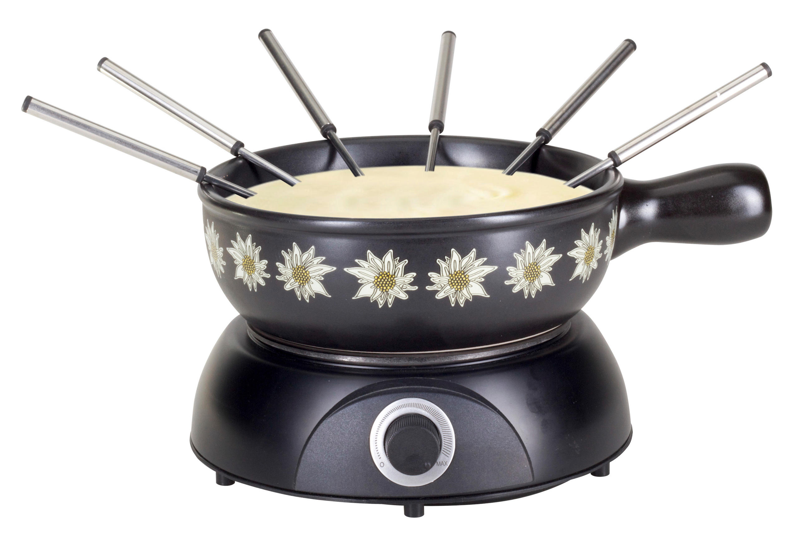 FONDUESET  - Schwarz, Basics, Keramik/Metall (31/25/18cm) - Nouvel