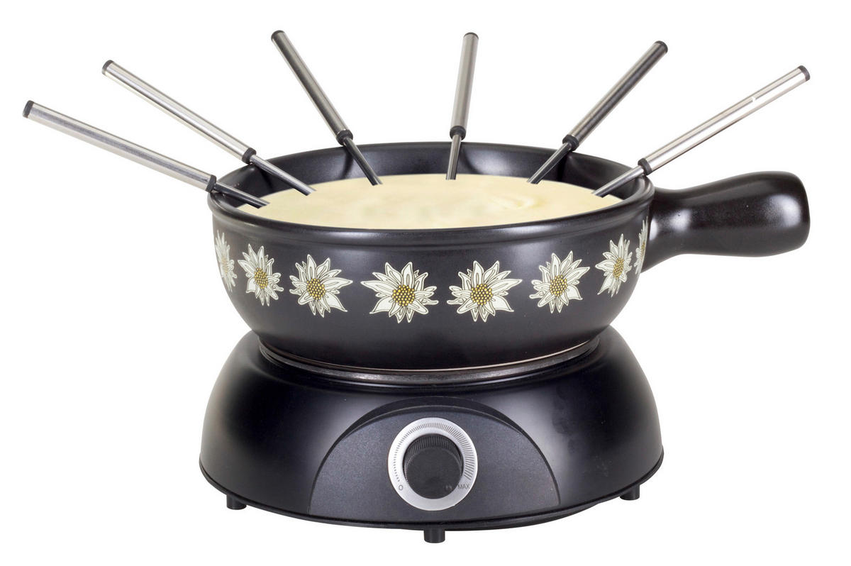 FONDUESET  - Schwarz, Basics, Keramik/Metall (31/25/18cm) - Nouvel
