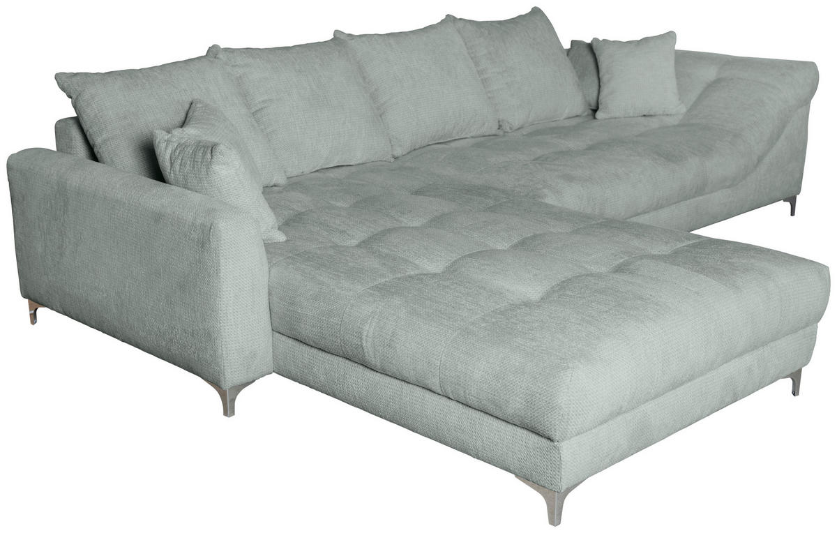 ECKSOFA Grau Chenille  - Chromfarben/Grau, KONVENTIONELL, Textil/Metall (227/329cm) - Carryhome