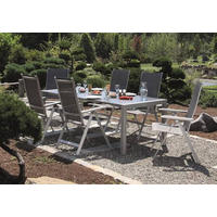GARTENSET beschichtet Aluminium  - Platinfarben/Anthrazit, Basics, Textil/Metall (160+60/98/74cm) - Acamp