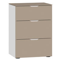 NACHTKÄSTCHEN 45/65/43 cm  in Weiß, Hellbraun  - Hellbraun/Edelstahlfarben, Design, Glas/Holzwerkstoff (45/65/43cm) - Jutzler