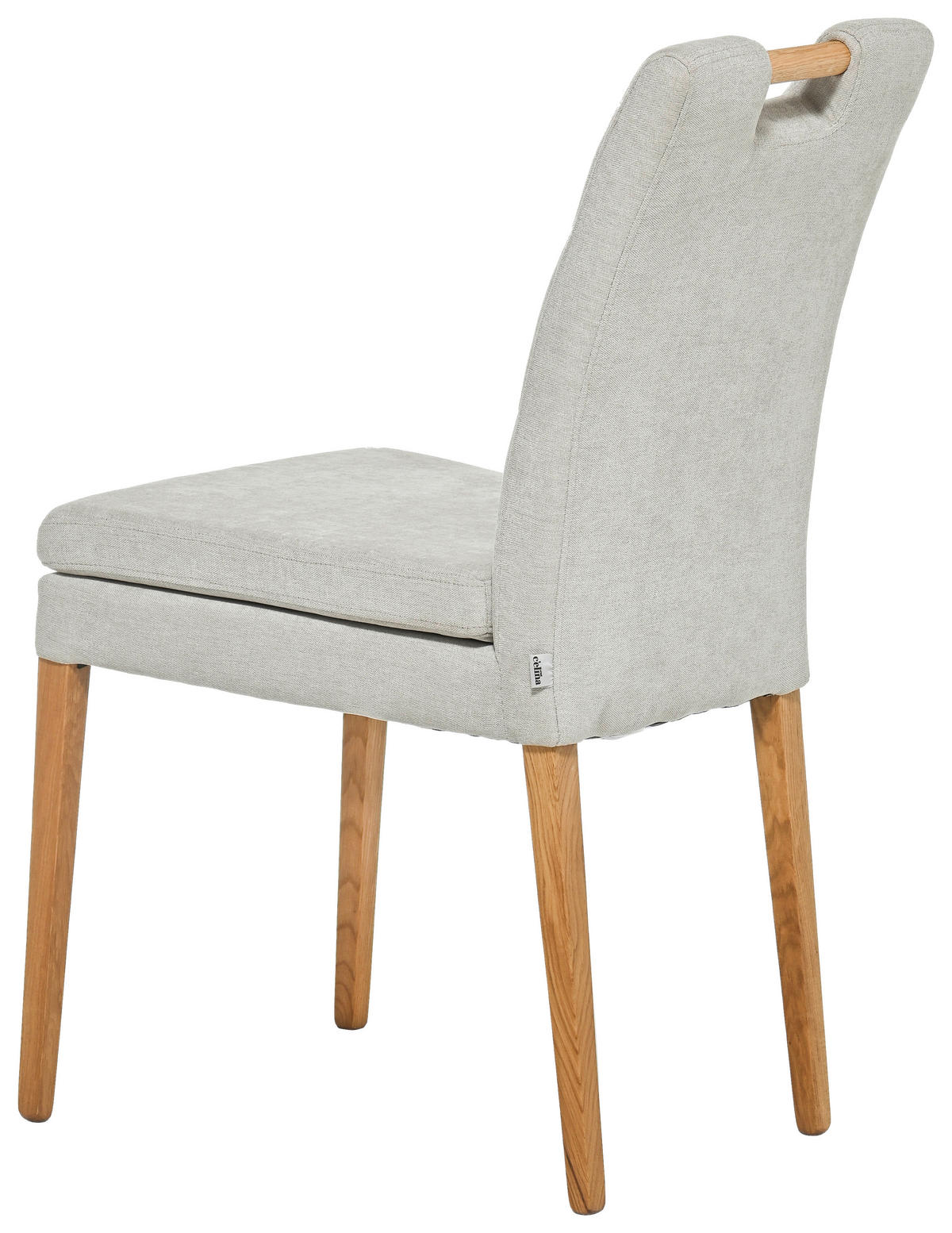 STUHL Webstoff Creme, Eichefarben Eiche massiv  - Eichefarben/Creme, KONVENTIONELL, Holz/Textil (47/91,5/59cm) - Celina Home