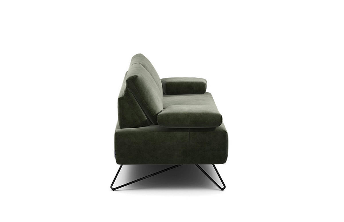 2-SITZER-SOFA Samt Waldgrün  - Waldgrün/Schwarz, Design, Textil/Metall (164-194/85/86-94cm) - SENSOO
