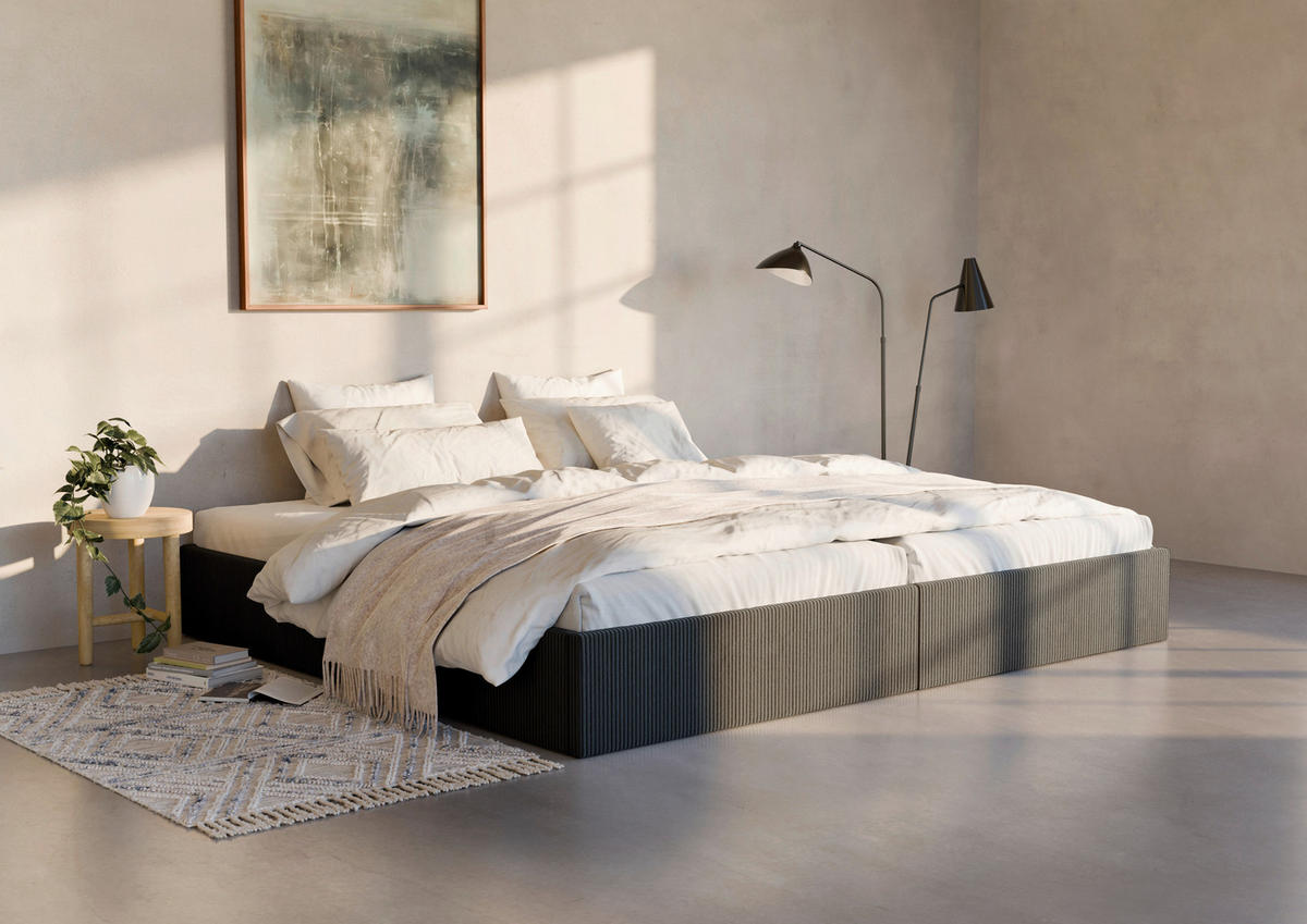 POLSTERBETT 240/200 cm,  in Schwarz, Lattenrost, Bettkasten,  - Schwarz, Design, Holz/Textil (240/200cm) - Boxxx