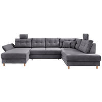 WOHNLANDSCHAFT Grau Cord  - Naturfarben/Grau, MODERN, Holz/Textil (176/338-352/206cm) - Livetastic