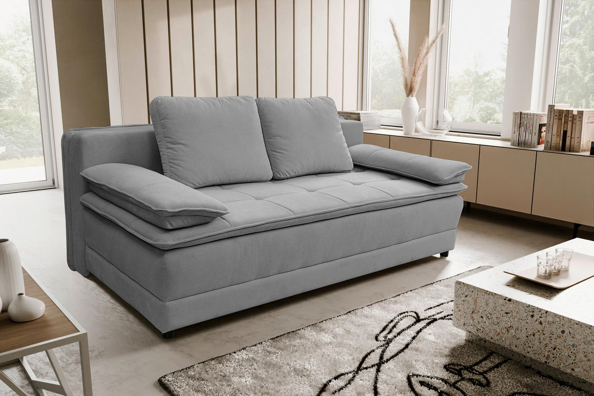 SCHLAFSOFA in Webstoff Grau  - Schwarz/Grau, Modern, Kunststoff/Textil (202/73-92/105cm) - MID.YOU