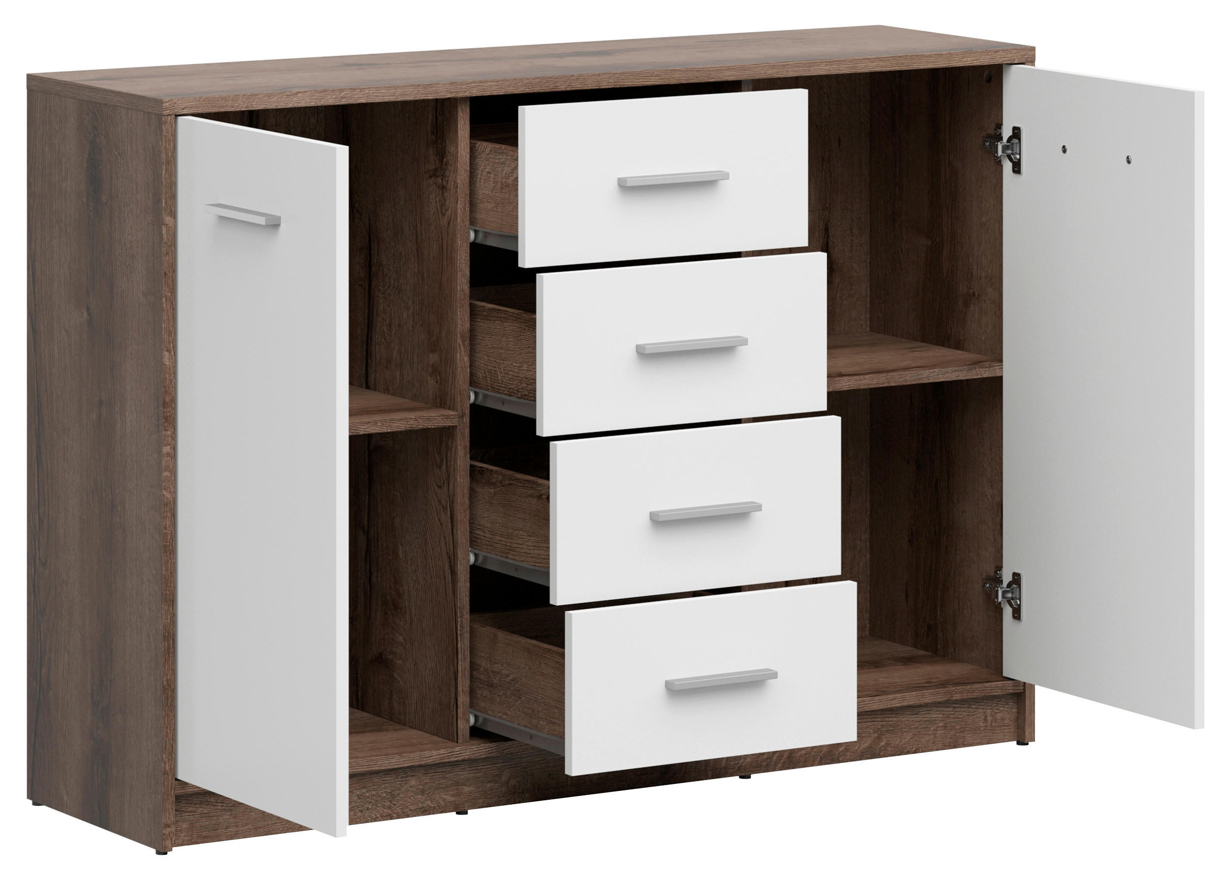 KOMMODE 118,5/84/34 cm  in Eichefarben, Weiss  - Weiss/Eichefarben, Design, Holzwerkstoff/Kunststoff (118,5/84/34cm)