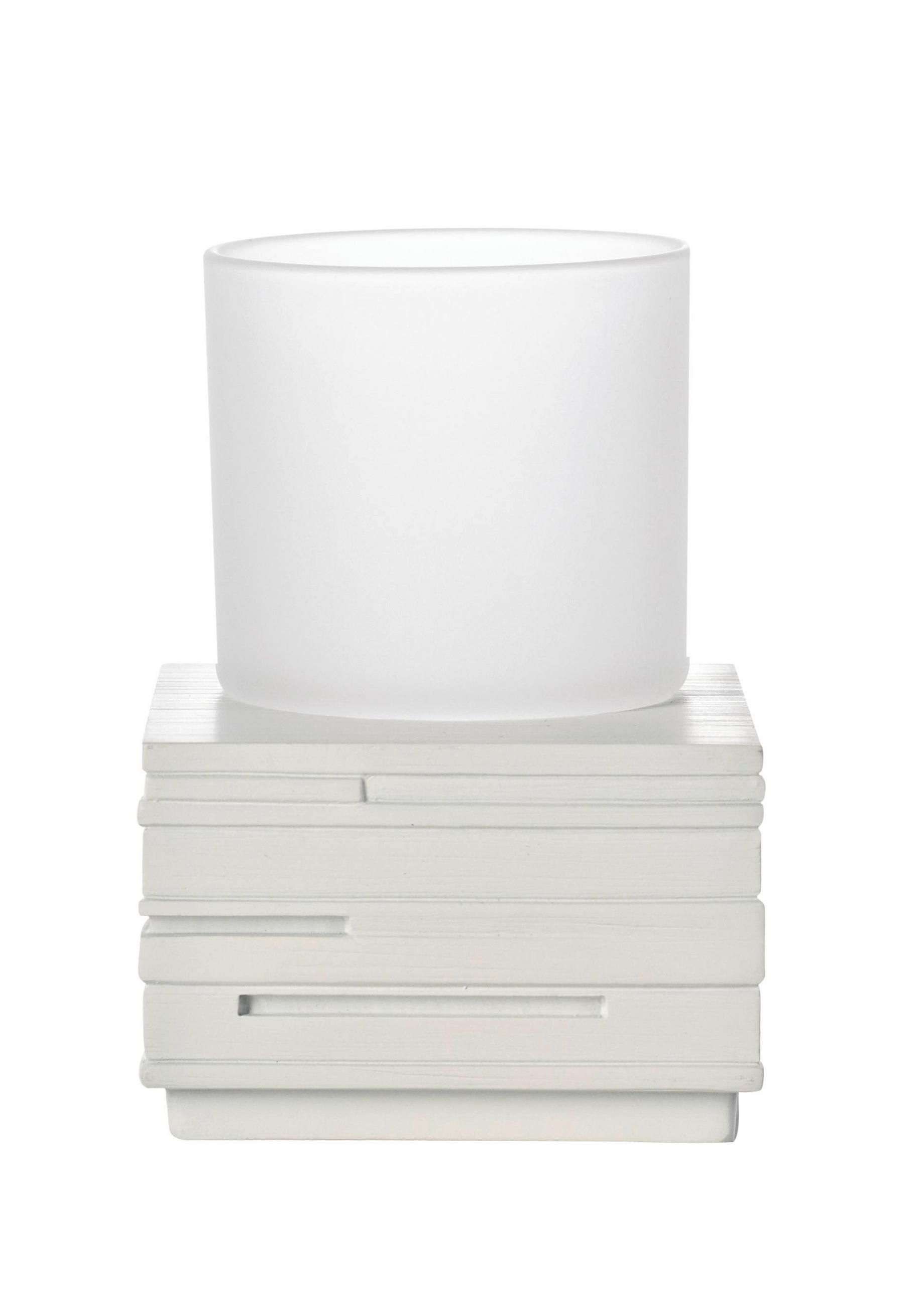 ZAHNPUTZBECHER Kunststoff, Glas  - Weiss, Basics, Glas/Kunststoff (8/11,5/8cm) - Sadena