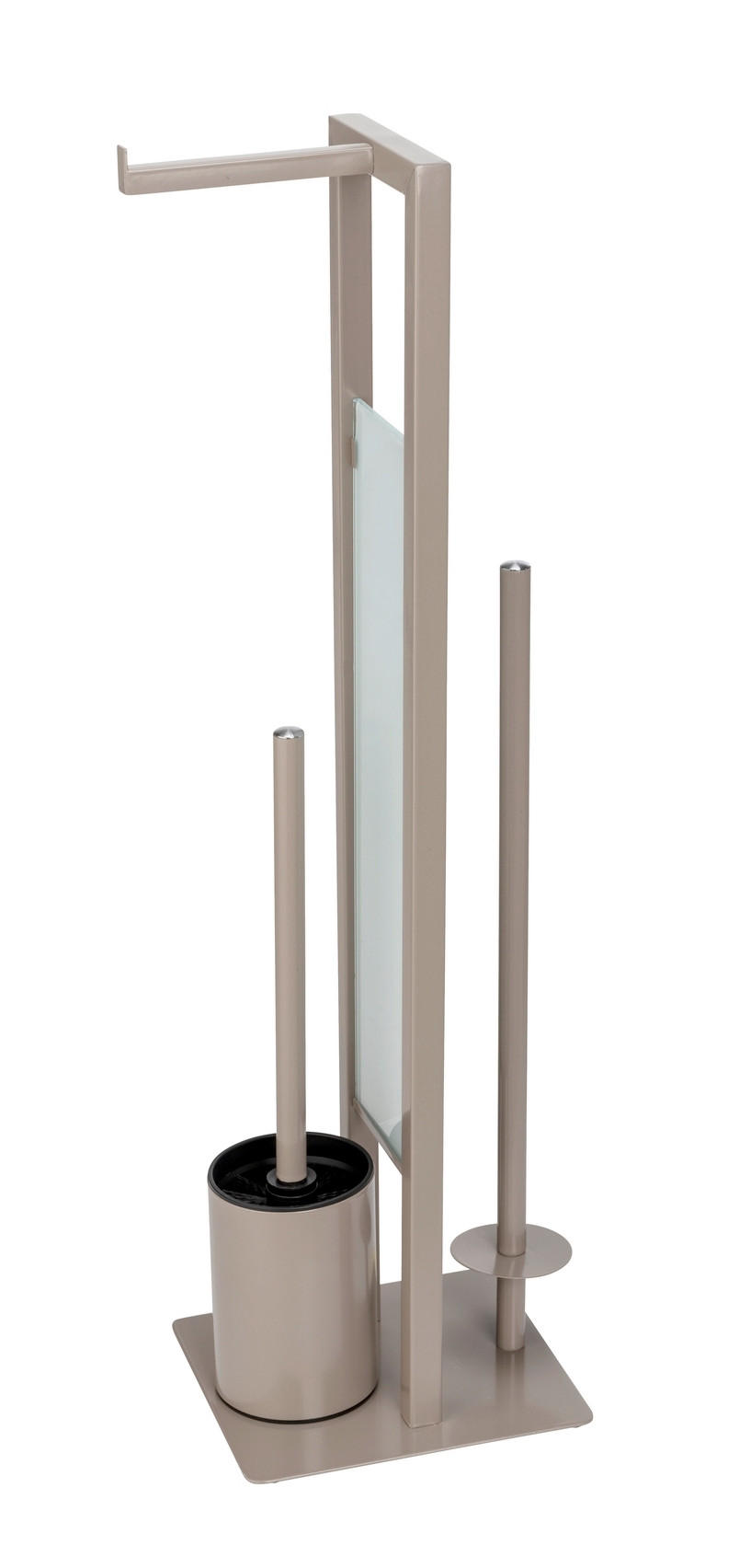 WC-BÜRSTENKOMBINATION - Taupe/Weiß, KONVENTIONELL, Glas/Kunststoff (18/70/23cm) - Wenko