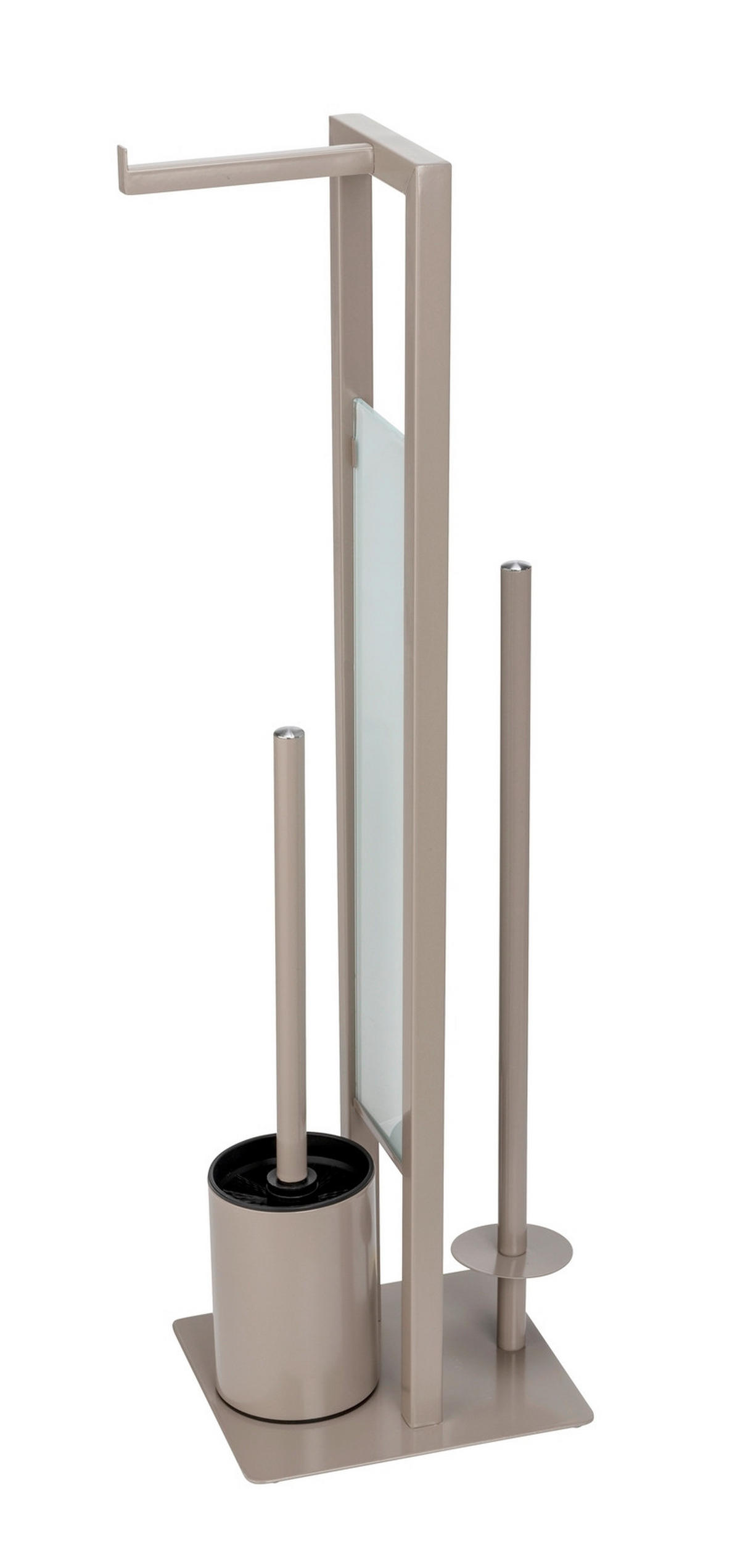 WC-BÜRSTENKOMBINATION - Taupe/Weiß, KONVENTIONELL, Glas/Kunststoff (18/70/23cm) - Wenko