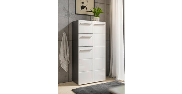 MIDISCHRANK 60/121/31 cm  - Chromfarben/Weiß Hochglanz, KONVENTIONELL, Holzwerkstoff/Kunststoff (60/121/31cm) - Xora