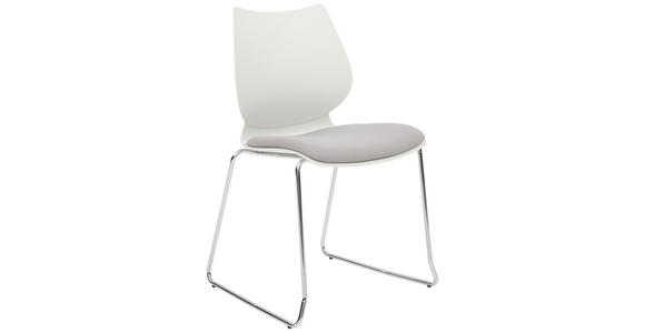 STUHL in Eisen Webstoff Metall, Kunststoff, Textil matt - Chromfarben/Hellgrau, MODERN, Kunststoff/Textil (51,5/85.5/58.5cm) - Hom`in