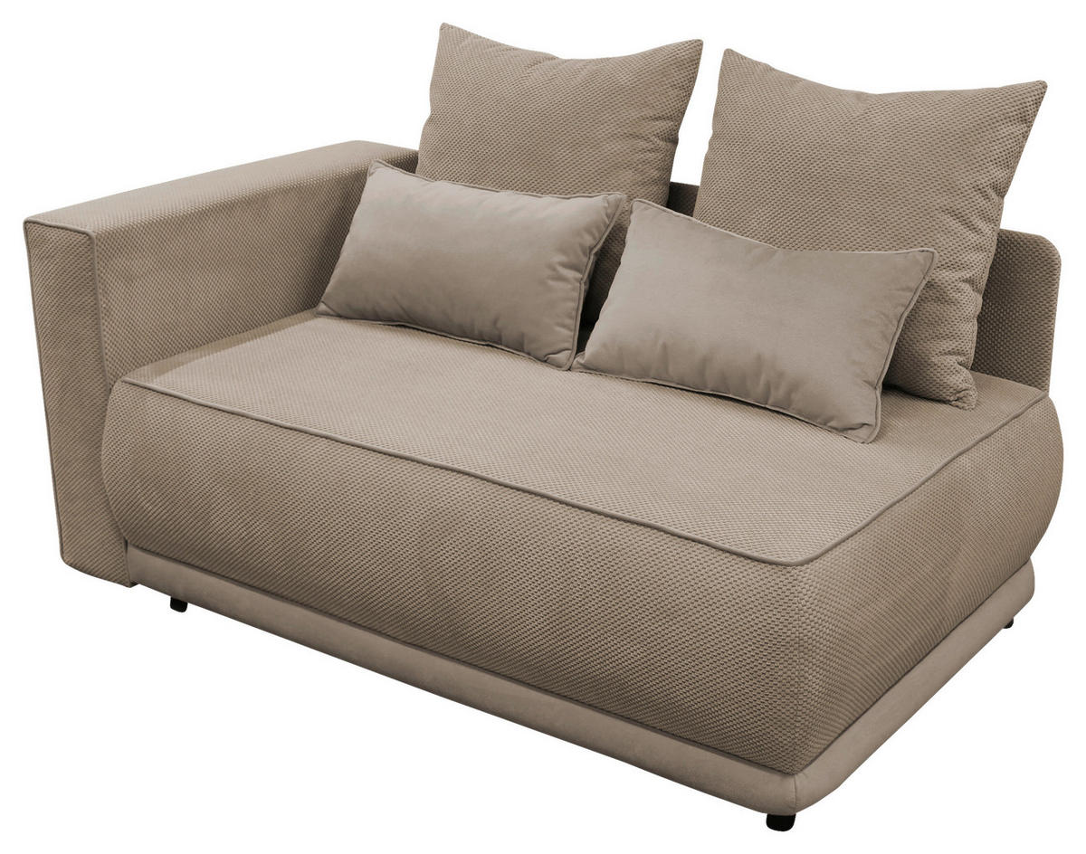 RÉCAMIERE Taupe Plüsch  - Taupe/Schwarz, Design, Kunststoff/Textil (168/73/99cm) - MID.YOU