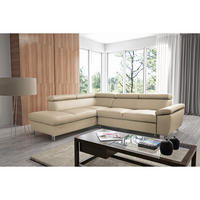 ECKSOFA Beige Echtleder Lederlook  - Chromfarben/Beige, Design, Leder/Textil (208/248cm) - Livetastic