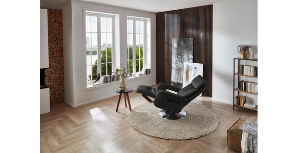 RELAXSESSEL in Leder Grau - Edelstahlfarben/Grau, Design, Leder/Metall (78/112/85cm) - Cantus