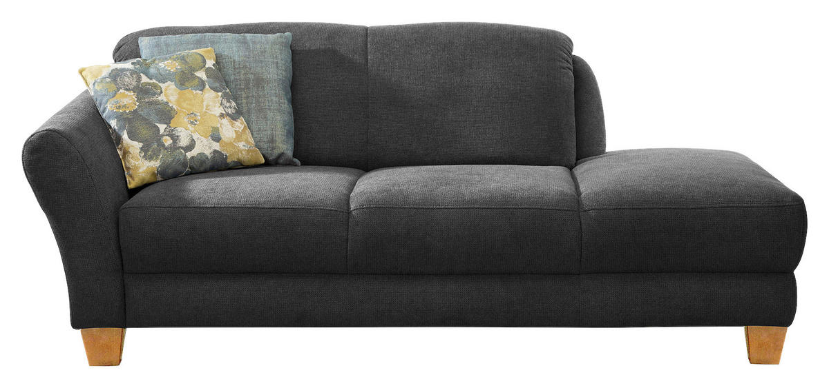 RÉCAMIERE in Flachgewebe Schwarz  - Schwarz/Naturfarben, Konventionell, Holz/Textil (194/84/91cm) - Sit & More