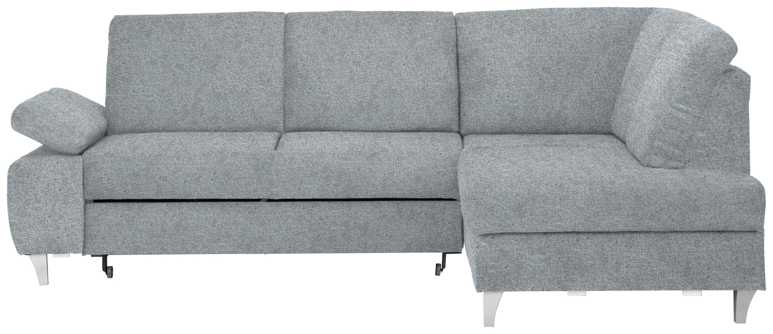 ECKSOFA in Flachgewebe Hellgrau  - Silberfarben/Hellgrau, KONVENTIONELL, Holz/Textil (255/186cm) - Cantus