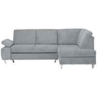 ECKSOFA in Flachgewebe Hellgrau  - Silberfarben/Hellgrau, Konventionell, Holz/Textil (255/186cm) - Cantus