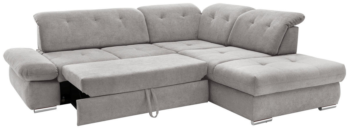 ECKSOFA in Chenille Grau  - Chromfarben/Grau, Modern, Textil/Metall (280/254cm) - Livetastic