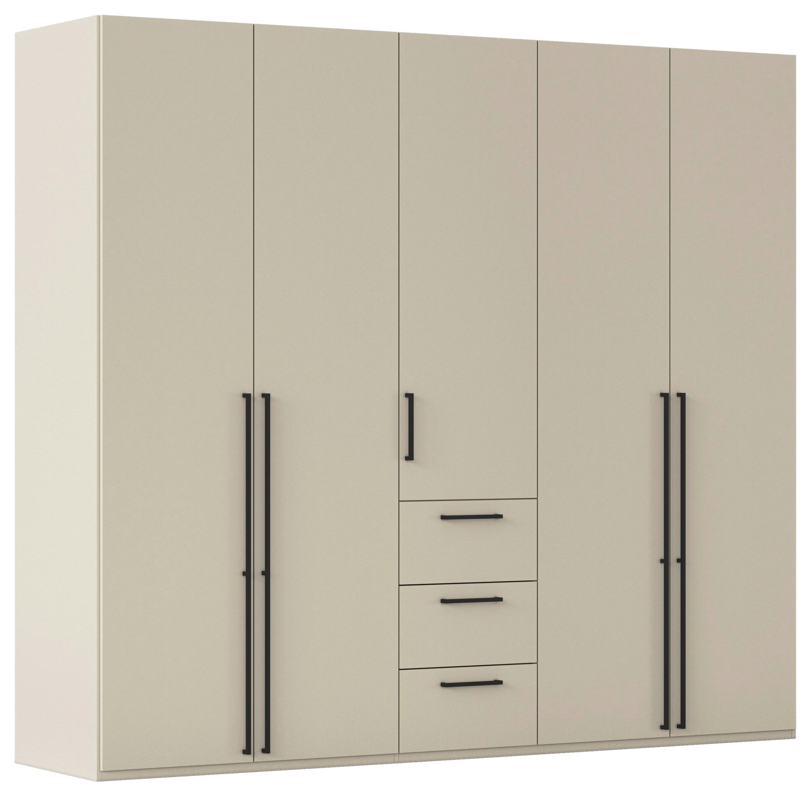 DREHTÜRENSCHRANK 251/223/61 cm,  in Champagner, 5-türig  - Champagner/Schwarz, Basics, Holzwerkstoff/Metall (251/223/61cm) - Novel