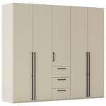 DREHTÜRENSCHRANK 251/223/61 cm,  in Champagner, 5-türig  - Champagner/Schwarz, Basics, Holzwerkstoff/Metall (251/223/61cm) - Novel