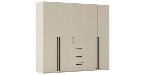 DREHTÜRENSCHRANK 251/235/61 cm,  in Champagner, 5-türig  - Champagner/Schwarz, Basics, Holzwerkstoff/Metall (251/235/61cm) - Novel