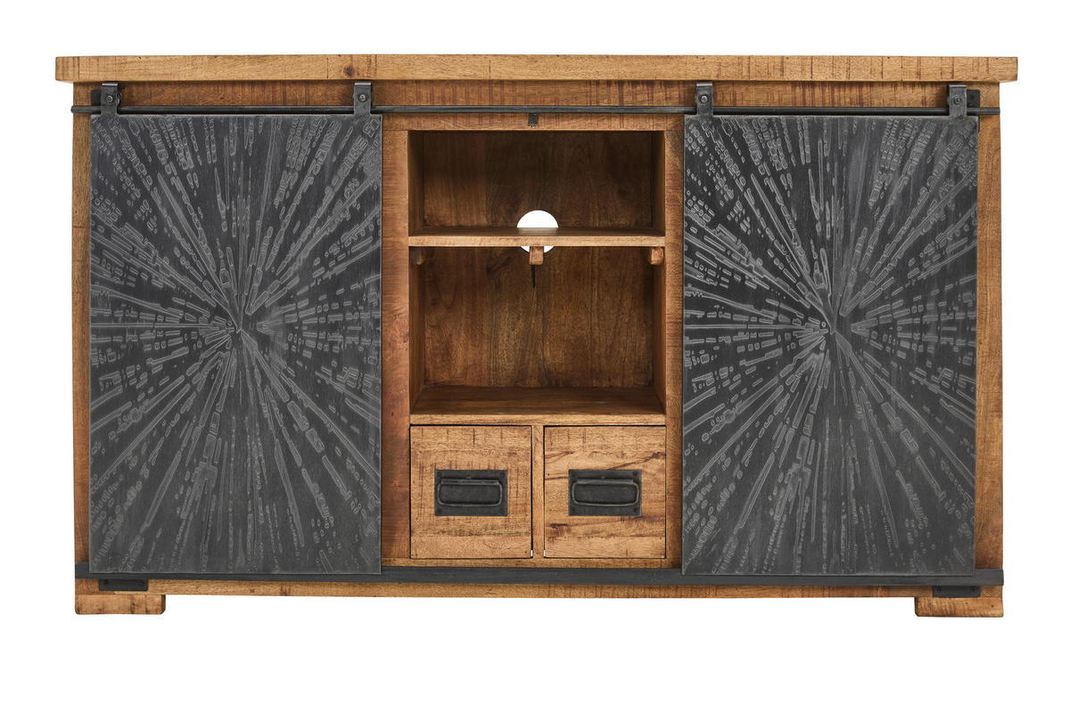 SIDEBOARD  in 145/85/40 cm  - Schwarz/Naturfarben, Design, Holz/Metall (145/85/40cm) - Ambia Home