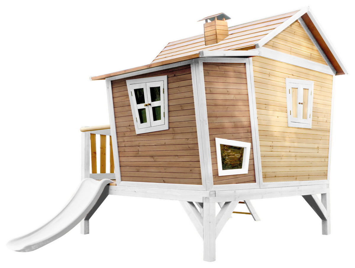 SPIELHAUS 123/12,8/152 cm  - Braun/Weiß, KONVENTIONELL, Holz/Kunststoff (123/12,8/152cm) - Ambia Garden