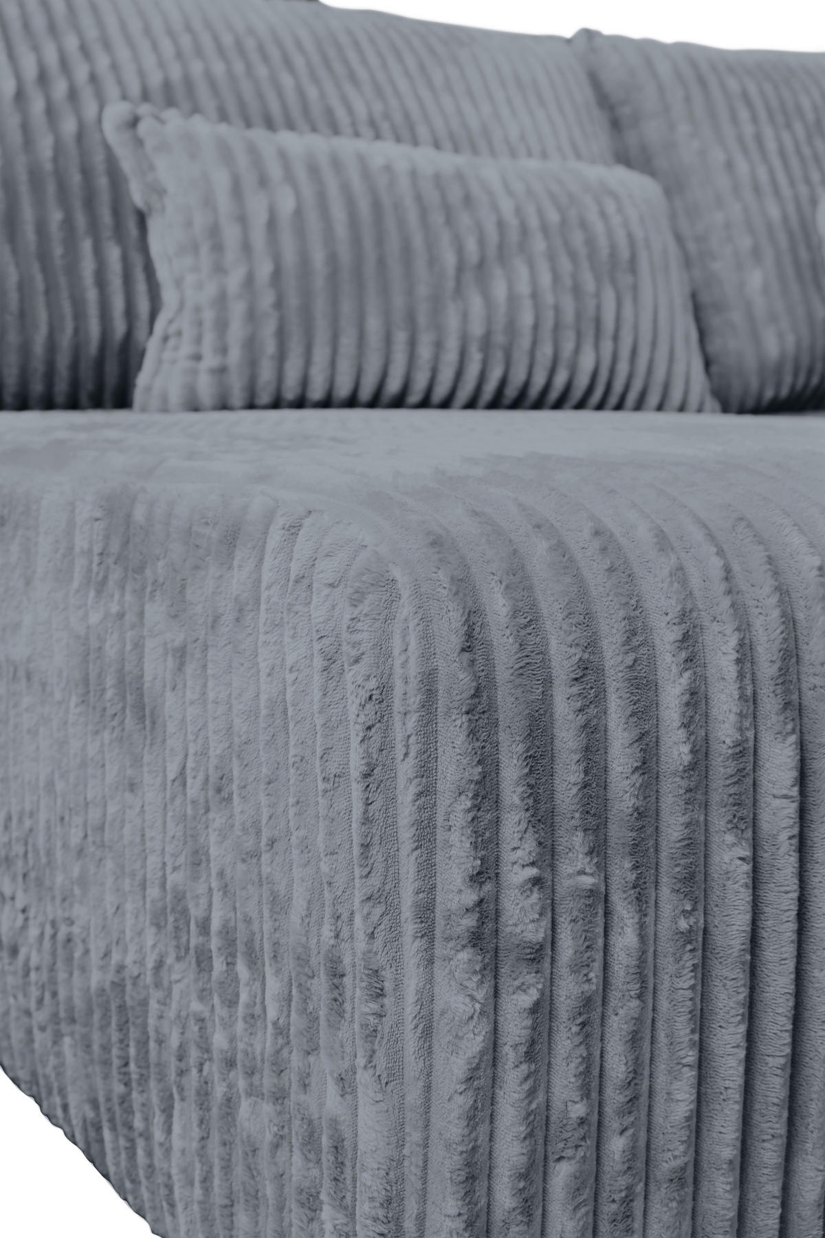 ECKSOFA in Cord Grau  - Schwarz/Grau, Modern, Holz/Textil (145/210cm) - MID.YOU