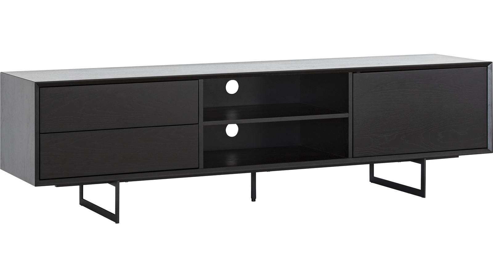 TV-BÄNK i faner ek svart  - svart, Design, metall/trä (180/50/42cm) - Lomoco