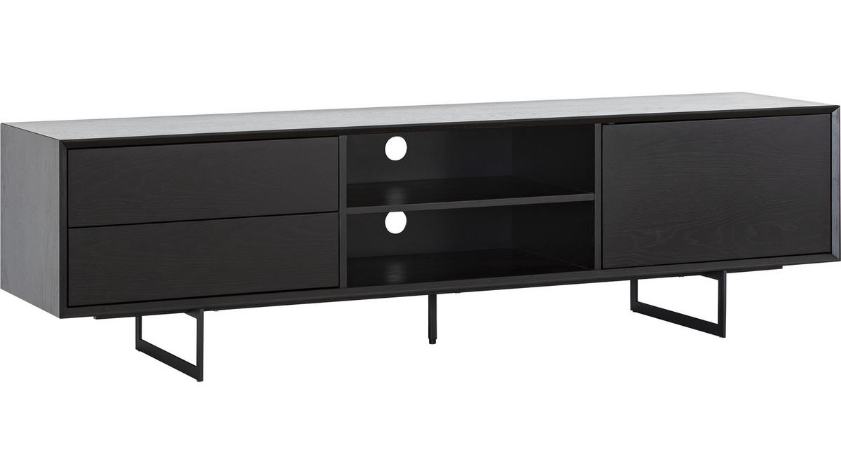TV-BÄNK i faner ek svart  - svart, Design, metall/trä (180/50/42cm) - Lomoco