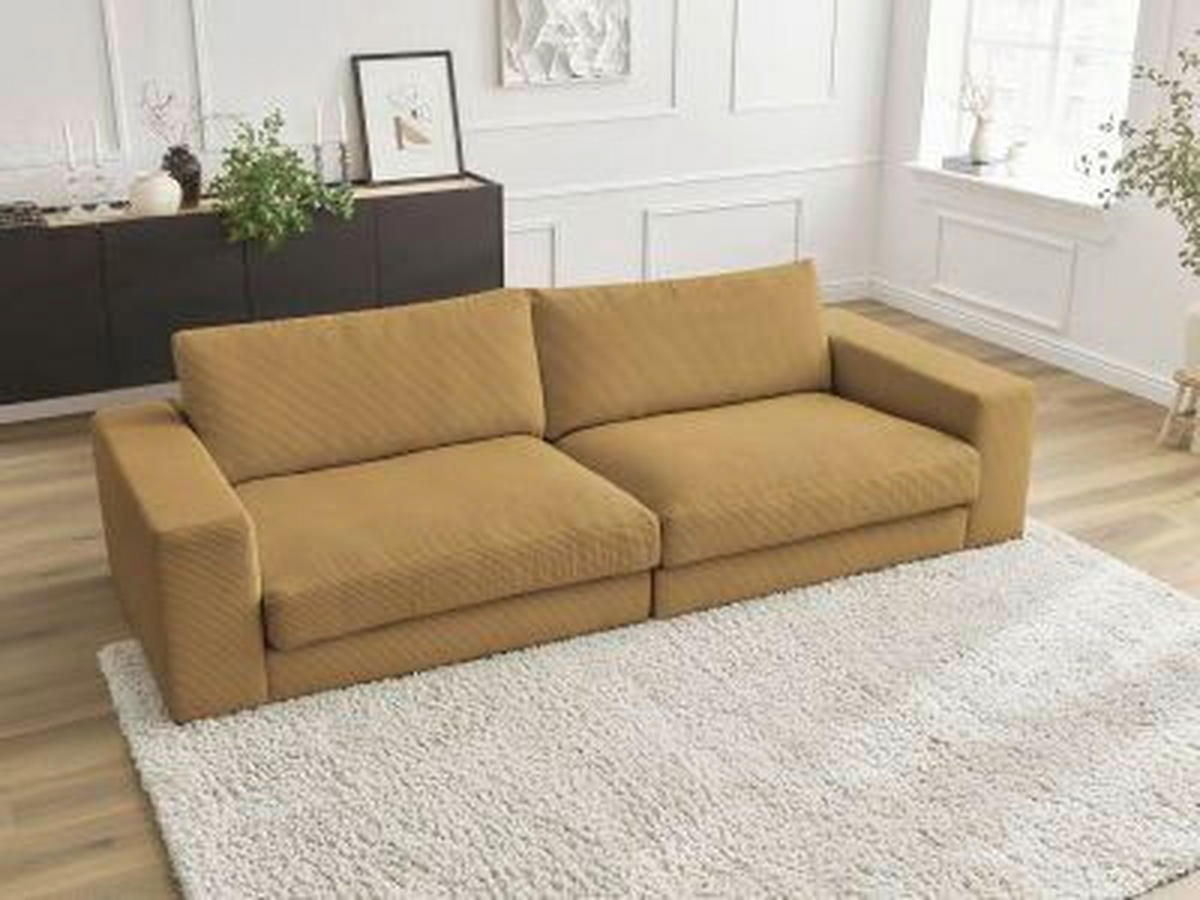 3-SITZER-SOFA LEONARD Cord Gelb  - Gelb/Schwarz, MODERN, Kunststoff/Textil (274/77/109cm)