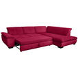 ECKSOFA in Cord Rot  - Rot/Schwarz, Design, Textil/Metall (313/242cm) - Xora