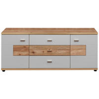 Comodă Joasă 155/60/48 cm  - culoare nichel/stejar sălbatic, Design, metal/lemn (155/60/48cm) - Novel