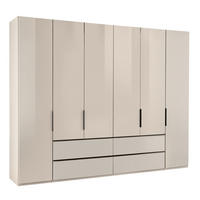 FALTTÜRENSCHRANK 300/216/58 cm 4-türig Champagner  - Champagner/Schwarz, MODERN, Glas/Holzwerkstoff (300/216/58cm) - Musterring