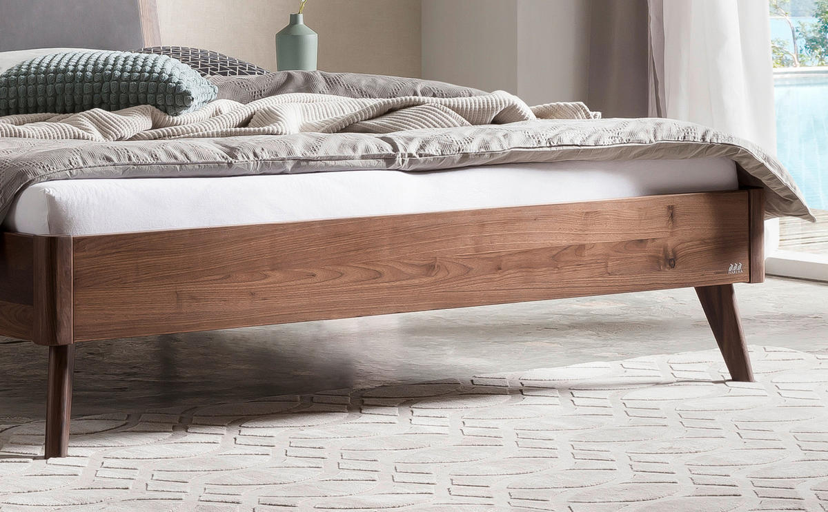 BETT 160/200 cm  in Nussbaumfarben, Dunkelgrau  - Dunkelgrau/Nussbaumfarben, KONVENTIONELL, Holz (160/200cm) - Hasena